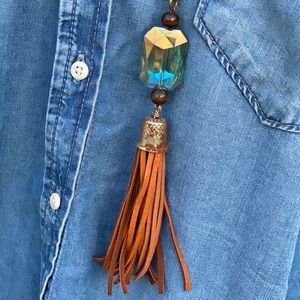 Leather tassel necklace